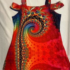 Vibrant Red and Blue Women's Top